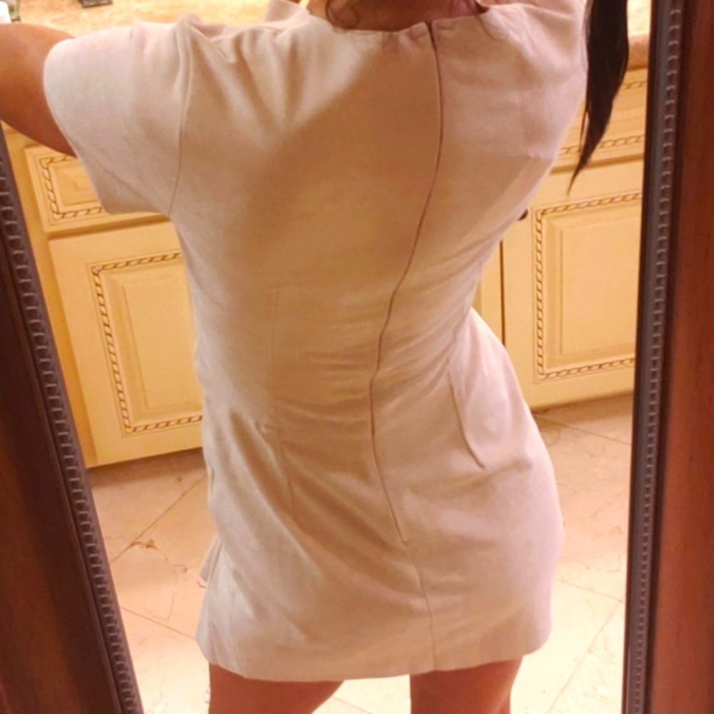 Bebe beige faux suede flirty cutout dress, XS - Picture 12 of 16